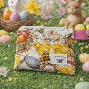 Easter Egg and Chick Quilted Keychain Wallet